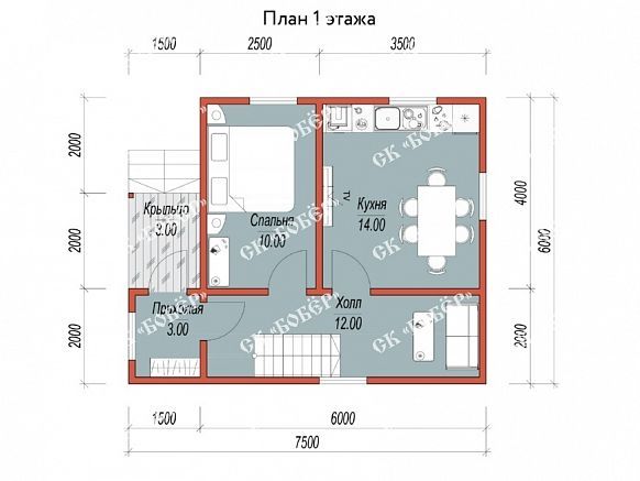 Сруб из бруса 6х7.5. фото